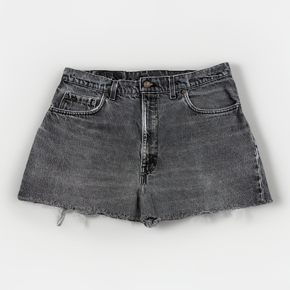 Levi's 550 Denim Shorts Mens 38 Black Cutoff Raw Hem Vintage Made in USA